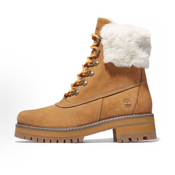 TIMBERLAND Women's 6.5 COURMAYEUR VALLEY 6IN Faux Fur WP Boot Wheat TB0AJXAX17 - Picture 2 of 7